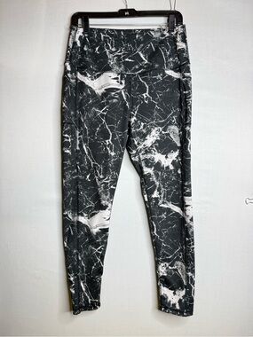 LegEnd Yoga Pants Leggings Black Marble Print Pockets High Waist Women's XL A8 3